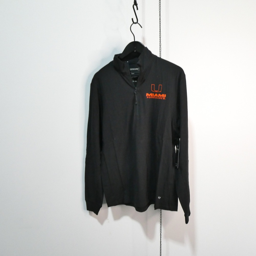 '47 Miami Hurricanes Jacket Mens Medium Black Long Sleeve Performance 1/4 Zip